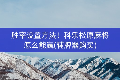 胜率设置方法！科乐松原麻将怎么能赢(辅牌器购买)
