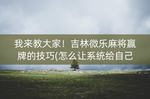我来教大家！吉林微乐麻将赢牌的技巧(怎么让系统给自己好牌)