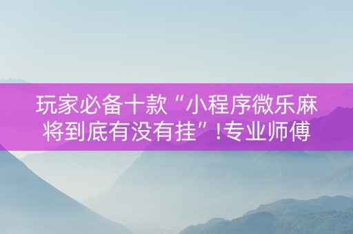 玩家必备十款“小程序微乐麻将到底有没有挂”!专业师傅带你一起了解（详细教程）-抖音