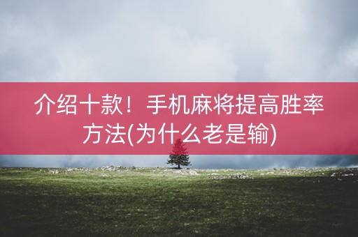 介绍十款！手机麻将提高胜率方法(为什么老是输)