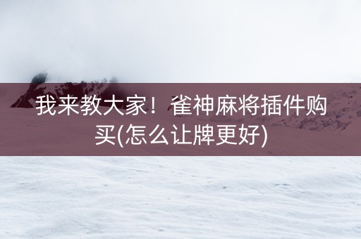 我来教大家！雀神麻将插件购买(怎么让牌更好)