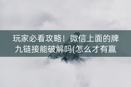 玩家必看攻略！微信上面的牌九链接能破解吗(怎么才有赢的几率)