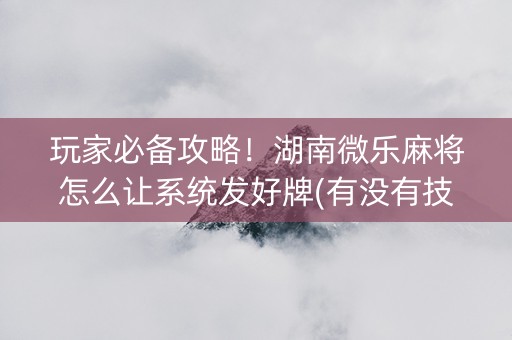 玩家必备攻略！湖南微乐麻将怎么让系统发好牌(有没有技巧)