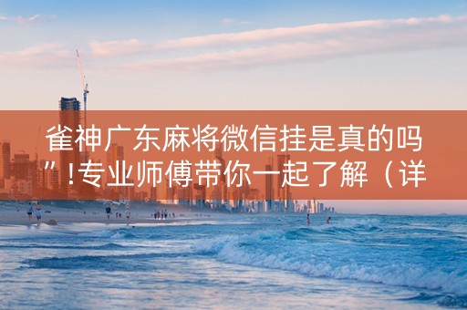 雀神广东麻将微信挂是真的吗”!专业师傅带你一起了解（详细教程）-抖音