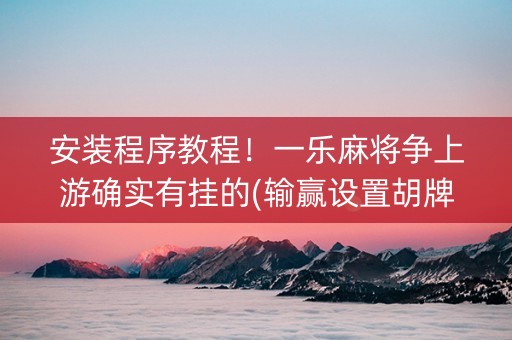 安装程序教程！一乐麻将争上游确实有挂的(输赢设置胡牌规律)