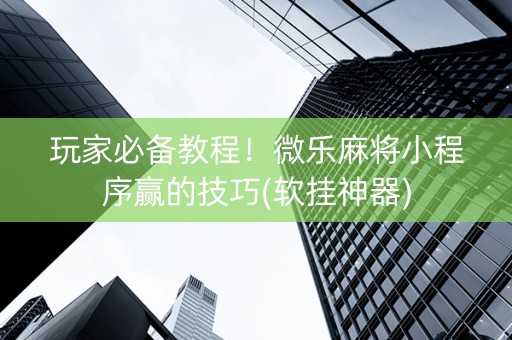 玩家必备教程！微乐麻将小程序赢的技巧(软挂神器)