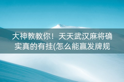 大神教教你！天天武汉麻将确实真的有挂(怎么能赢发牌规律)