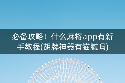 必备攻略！什么麻将app有新手教程(胡牌神器有猫腻吗)