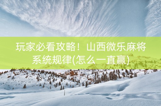 玩家必看攻略！山西微乐麻将系统规律(怎么一直赢)