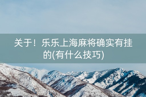 关于！乐乐上海麻将确实有挂的(有什么技巧)