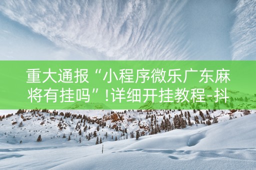 重大通报“小程序微乐广东麻将有挂吗”!详细开挂教程-抖音