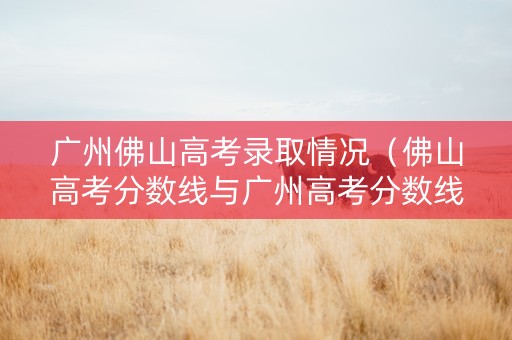 广州佛山高考录取情况（佛山高考分数线与广州高考分数线）