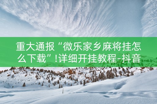 重大通报“微乐家乡麻将挂怎么下载”!详细开挂教程-抖音