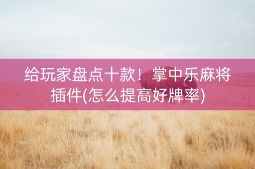 给玩家盘点十款！掌中乐麻将插件(怎么提高好牌率)