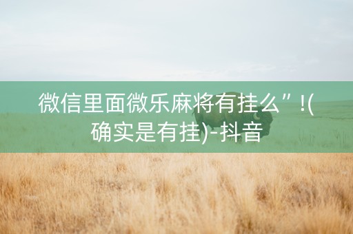 微信里面微乐麻将有挂么”!(确实是有挂)-抖音