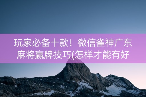 玩家必备十款！微信雀神广东麻将赢牌技巧(怎样才能有好牌)