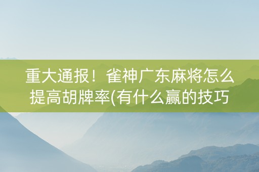 重大通报！雀神广东麻将怎么提高胡牌率(有什么赢的技巧)