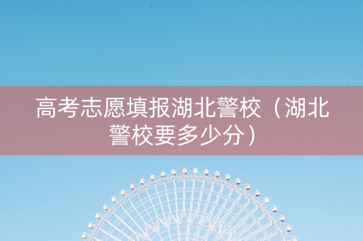 高考志愿填报湖北警校（湖北警校要多少分）