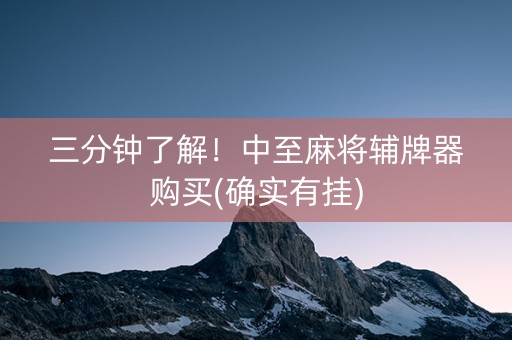 三分钟了解！中至麻将辅牌器购买(确实有挂)