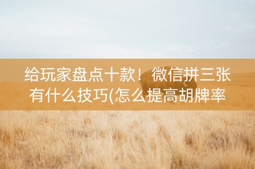 给玩家盘点十款！微信拼三张有什么技巧(怎么提高胡牌率)