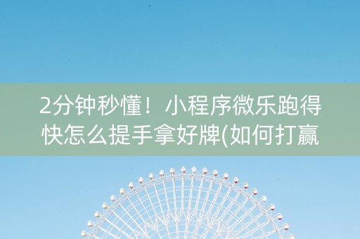 2分钟秒懂！小程序微乐跑得快怎么提手拿好牌(如何打赢有插件吗)