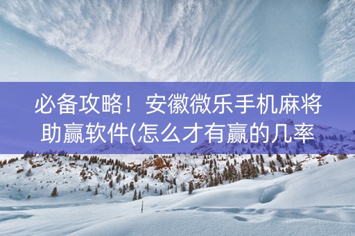 必备攻略！安徽微乐手机麻将助赢软件(怎么才有赢的几率)