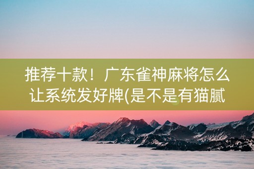 推荐十款！广东雀神麻将怎么让系统发好牌(是不是有猫腻)