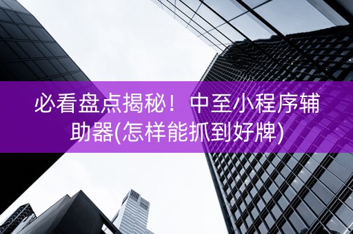 必看盘点揭秘！中至小程序辅助器(怎样能抓到好牌)
