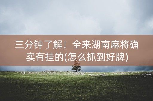 三分钟了解！全来湖南麻将确实有挂的(怎么抓到好牌)