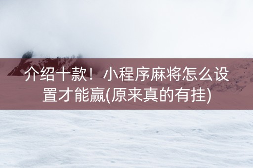 介绍十款！小程序麻将怎么设置才能赢(原来真的有挂)