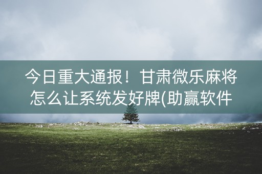 今日重大通报！甘肃微乐麻将怎么让系统发好牌(助赢软件有规律吗)