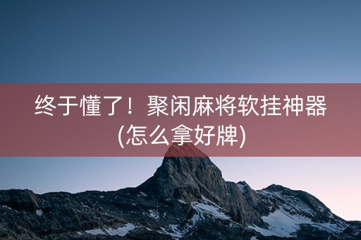 终于懂了！聚闲麻将软挂神器(怎么拿好牌)