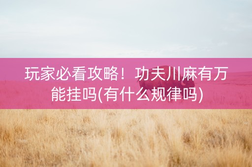 玩家必看攻略！功夫川麻有万能挂吗(有什么规律吗)