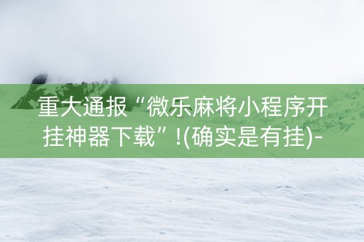 重大通报“微乐麻将小程序开挂神器下载”!(确实是有挂)-抖音