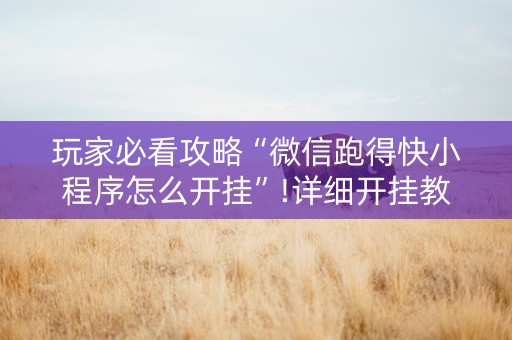 玩家必看攻略“微信跑得快小程序怎么开挂”!详细开挂教程-抖音