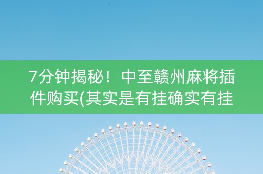 7分钟揭秘！中至赣州麻将插件购买(其实是有挂确实有挂)