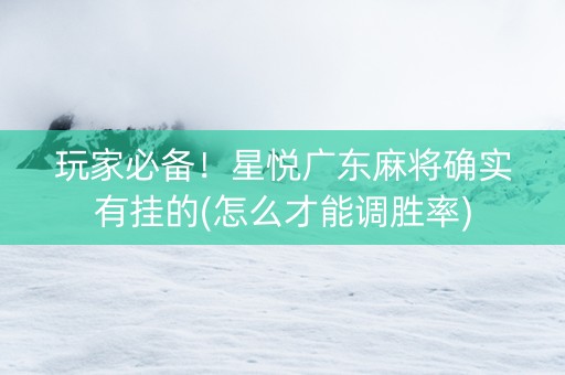 玩家必备！星悦广东麻将确实有挂的(怎么才能调胜率)