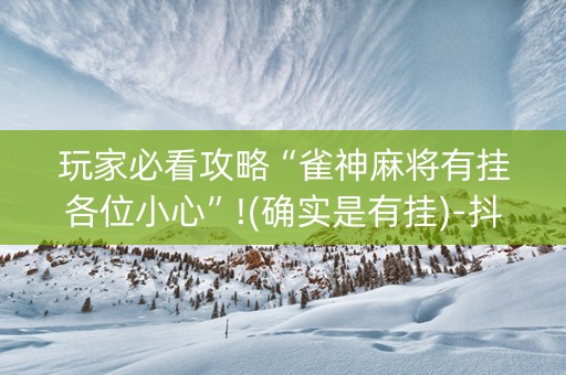 玩家必看攻略“雀神麻将有挂各位小心”!(确实是有挂)-抖音