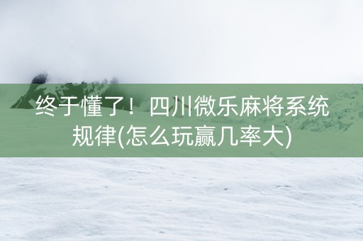终于懂了！四川微乐麻将系统规律(怎么玩赢几率大)