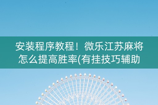 安装程序教程！微乐江苏麻将怎么提高胜率(有挂技巧辅助器)