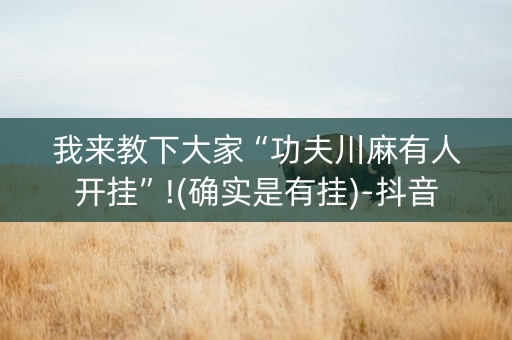 我来教下大家“功夫川麻有人开挂”!(确实是有挂)-抖音