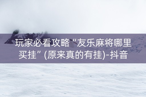 玩家必看攻略“友乐麻将哪里买挂”(原来真的有挂)-抖音
