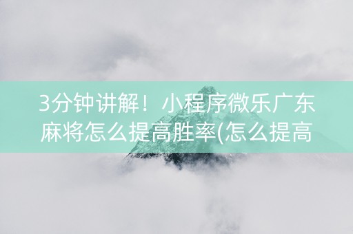 3分钟讲解！小程序微乐广东麻将怎么提高胜率(怎么提高胜率)