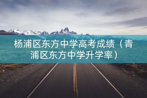 杨浦区东方中学高考成绩（青浦区东方中学升学率）