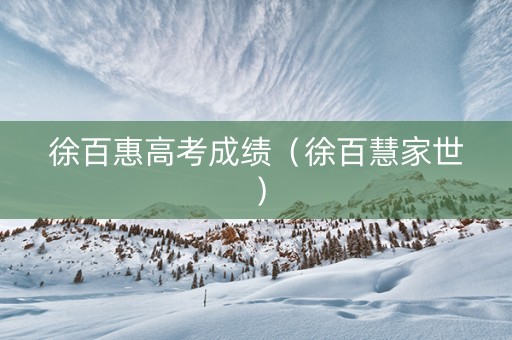 徐百惠高考成绩（徐百慧家世）