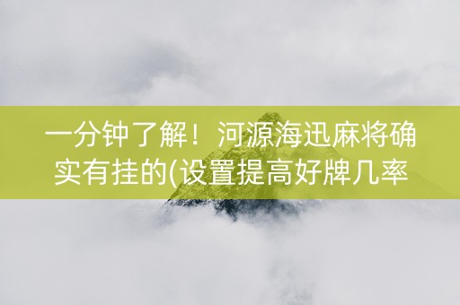 一分钟了解！河源海迅麻将确实有挂的(设置提高好牌几率)