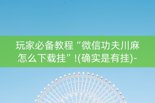 玩家必备教程“微信功夫川麻怎么下载挂”!(确实是有挂)-抖音