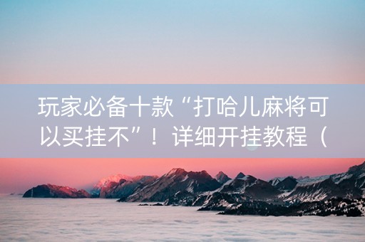 玩家必备十款“打哈儿麻将可以买挂不”！详细开挂教程（确实真的有挂)-抖音