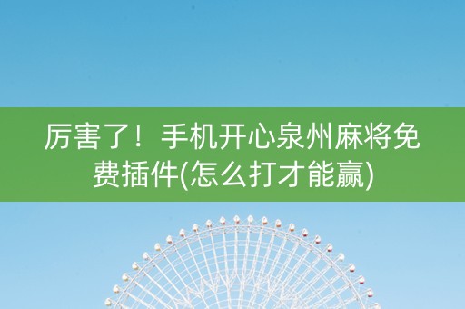 厉害了！手机开心泉州麻将免费插件(怎么打才能赢)