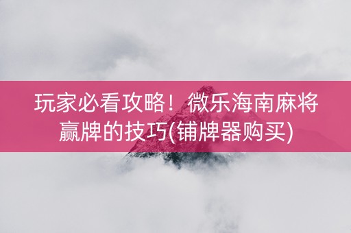 玩家必看攻略！微乐海南麻将赢牌的技巧(铺牌器购买)